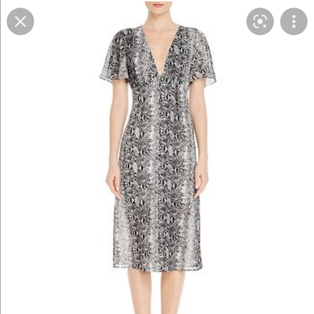 Aqua snake print button front dress (Bloomingdale’s)